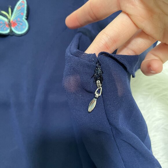 Women Modcloth 3d Embroidered Butterfly Layered Dress in Dark Navy Size 1X - Picture 5 of 7